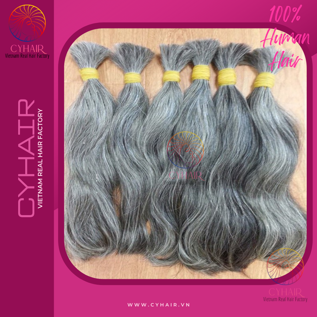 Vietnamese Bulk Grey Hair Double Drawn Hair Extensions Human Hair | CYHAIR