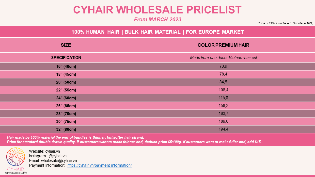 Single Donor Hair Color Price List