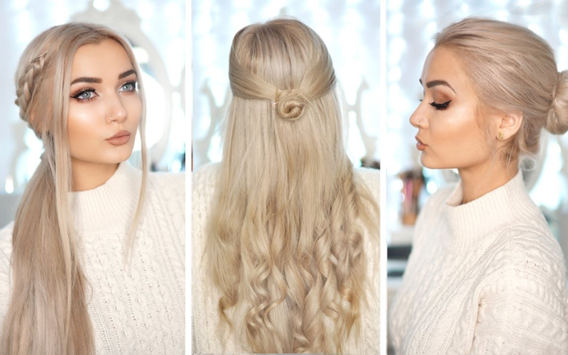 Bubble Ponytails are a hairstyle with tape-in hair extensions