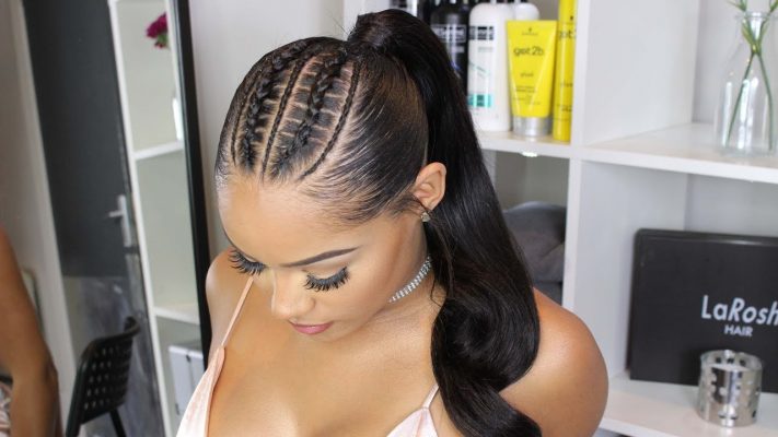 High ponytail with front braids