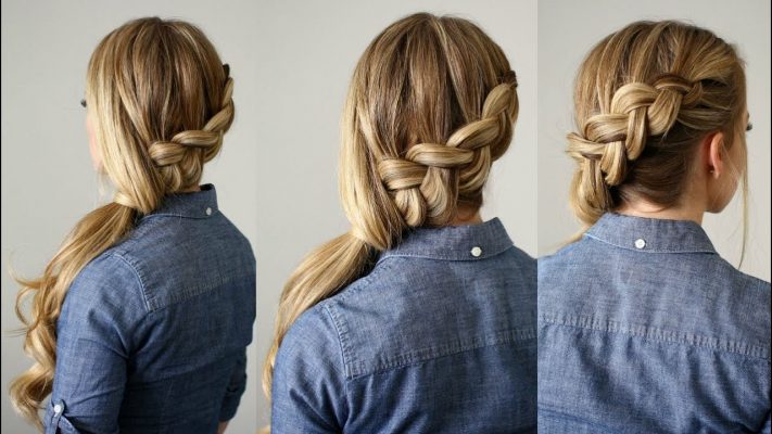 Side braid high ponytail