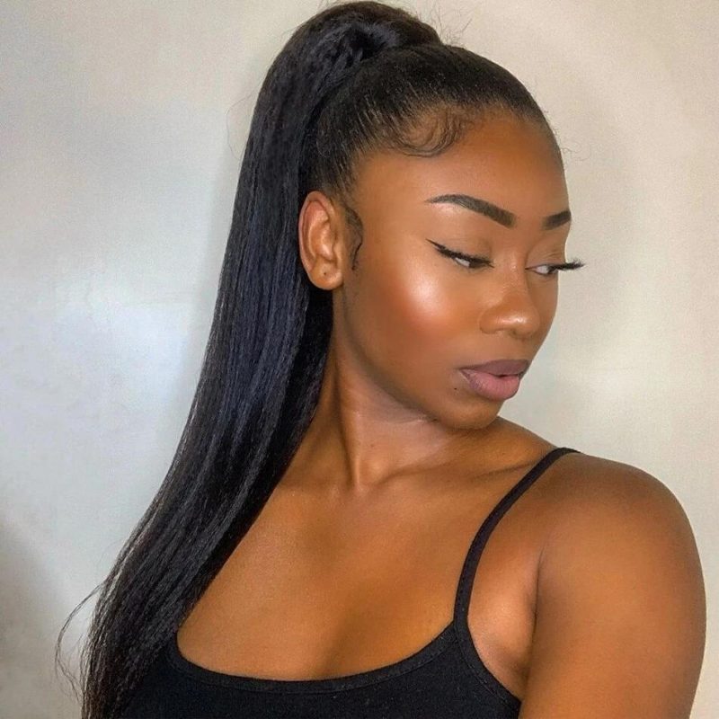 Sleek straight hight ponytail with weave