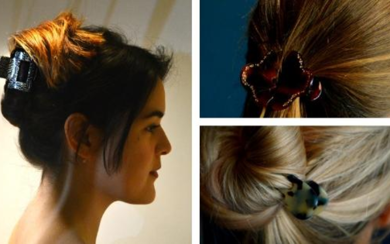 Hair clips in a bun with claws