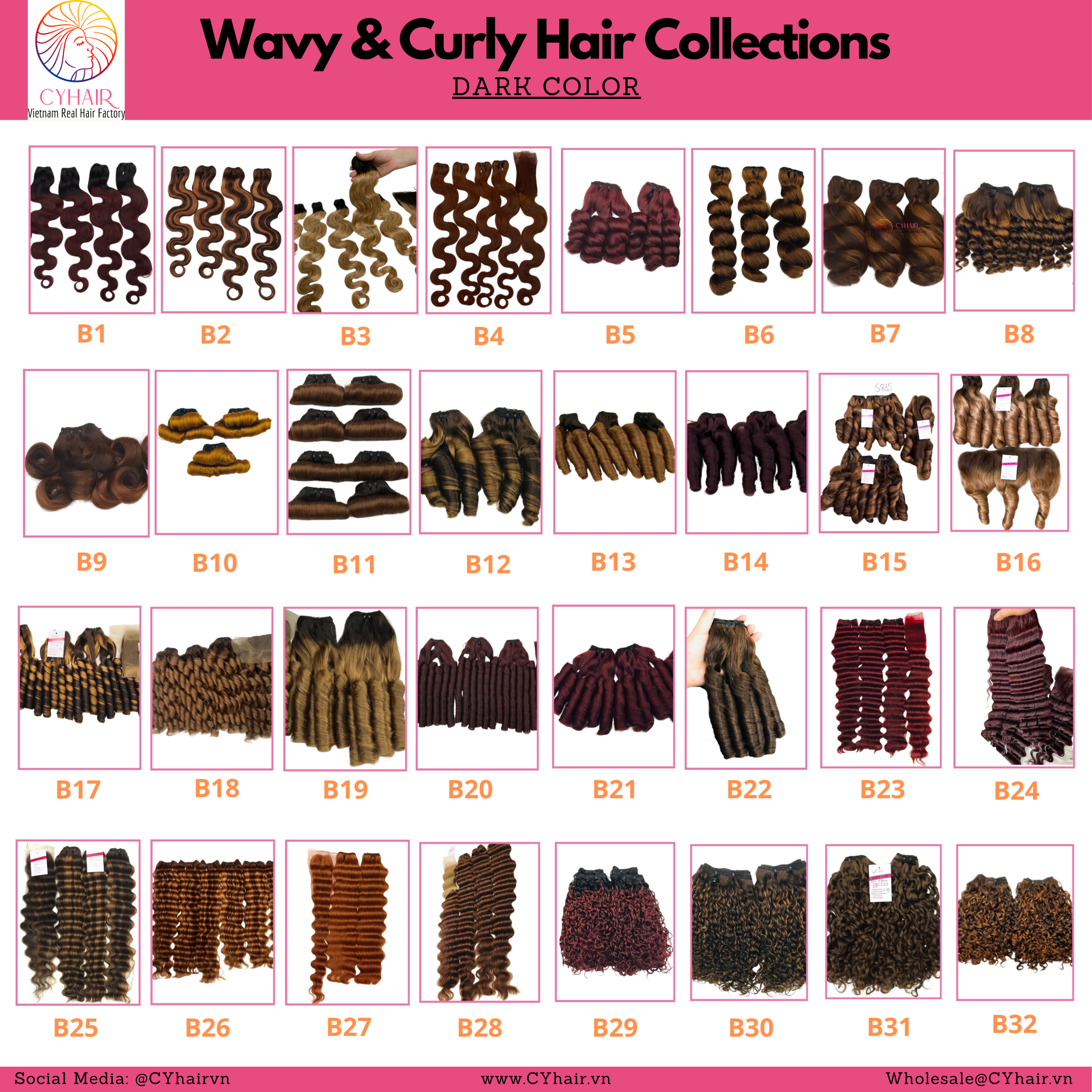 Dark Color Wavy and Curly Hair Collection