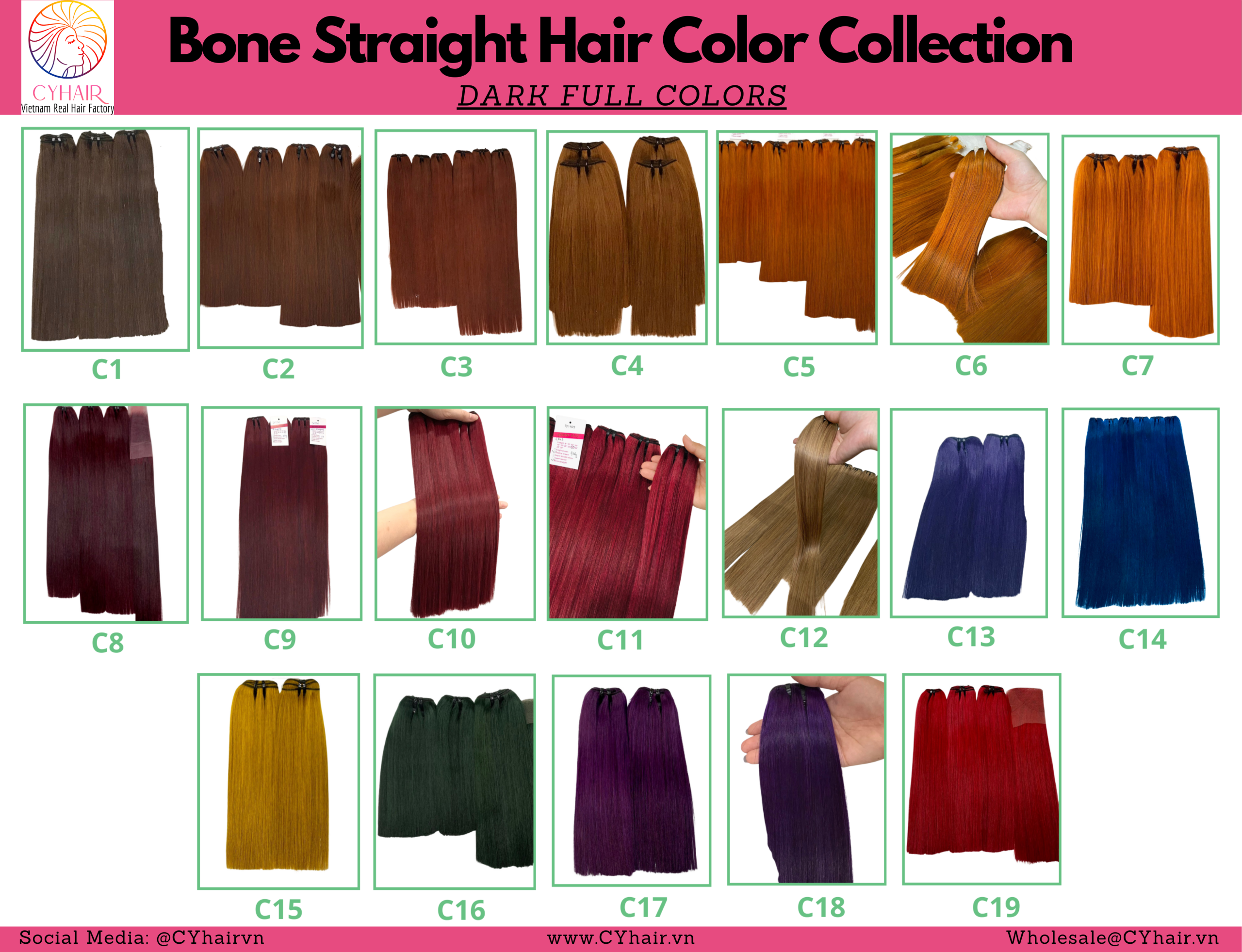 Bone Straight Hair Color Collection - Dark Full Colors