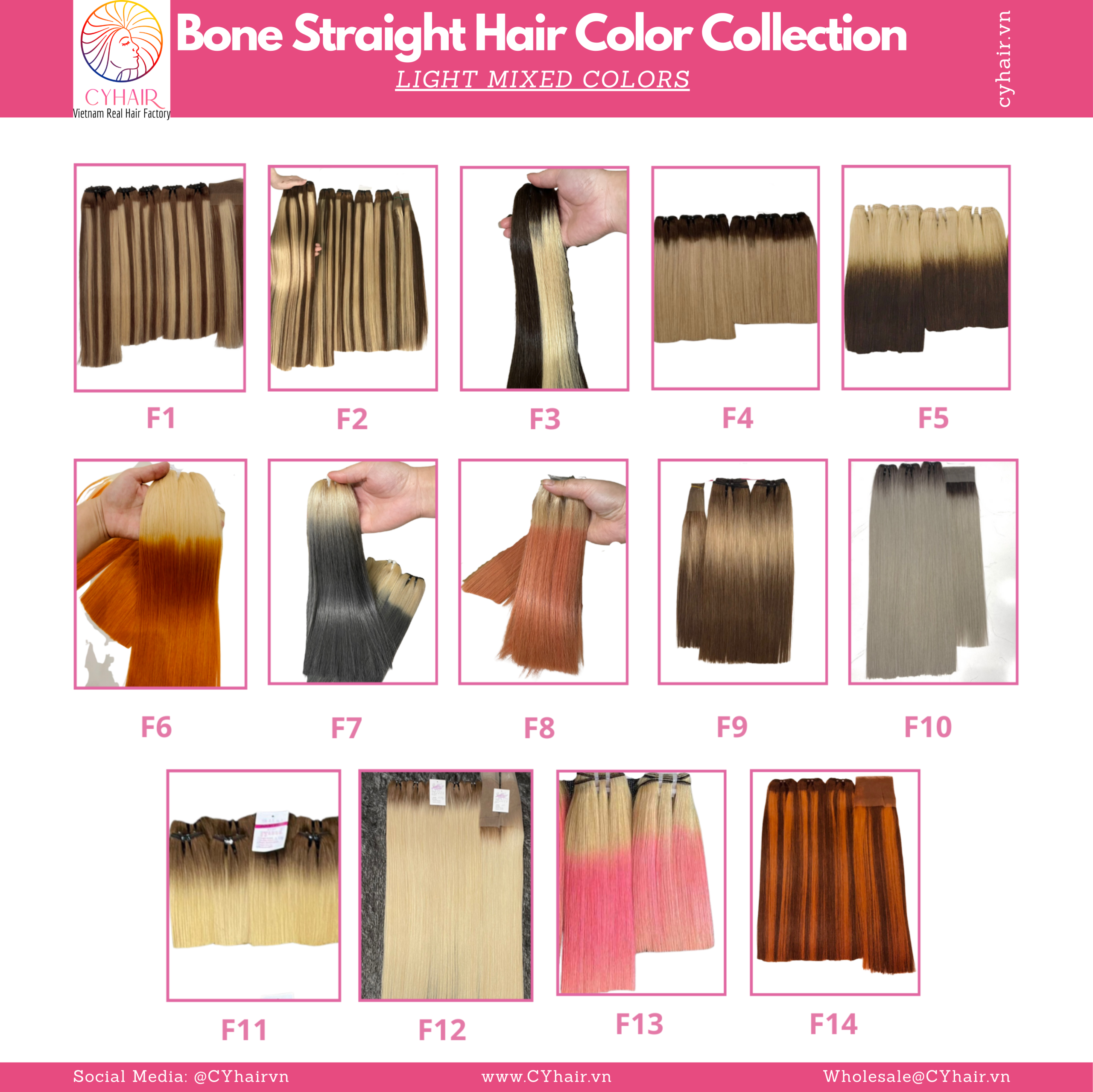 Bone Straight Hair Color Collection - Light Mixed Colors