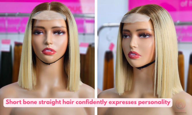 Short bone straight hair confidently expresses personality