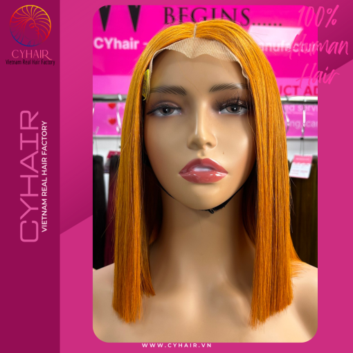 Bone straight human hair wig #C6 color 10 inches