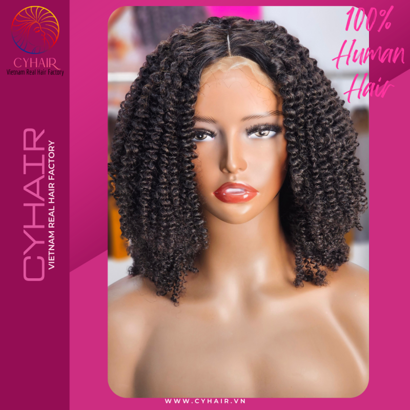 curly human hair wig 14 inches