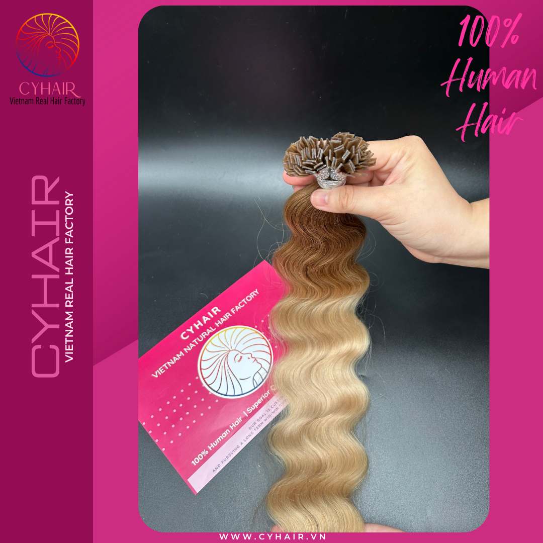 Flat Tip Hair Extensions With Keratin Wavy Human Hair Rooted Platinum Color 65 Cm 100 Vietnamese Raw Hair Best Seller CYHAIR