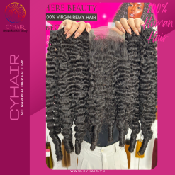 Combo Kinky Curly Human Hair Bundles 30 Inches With Lace Closure 5 By 5 Single Donor Hair