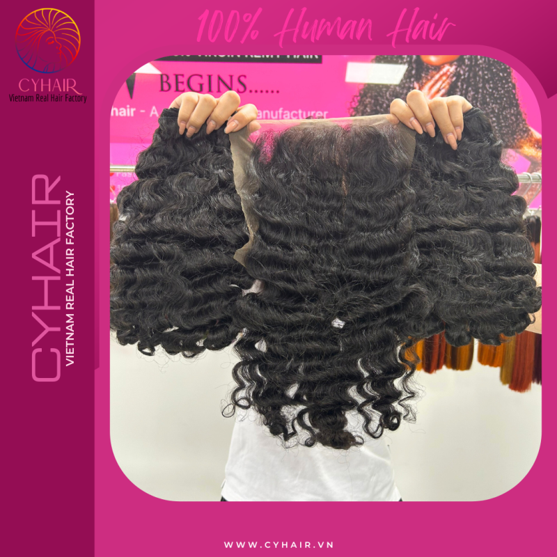 Vietnamese Hair Curly Bundles With Closure 6 By 6 Wholesale Price For Wigs Maker