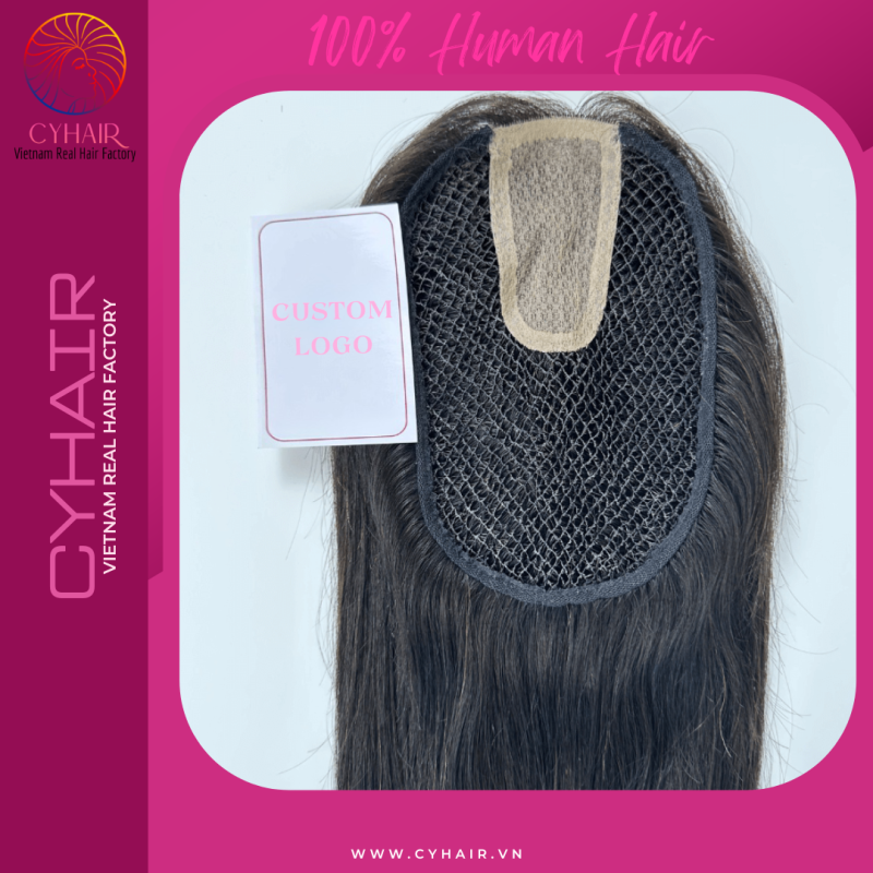 human hair topper with net