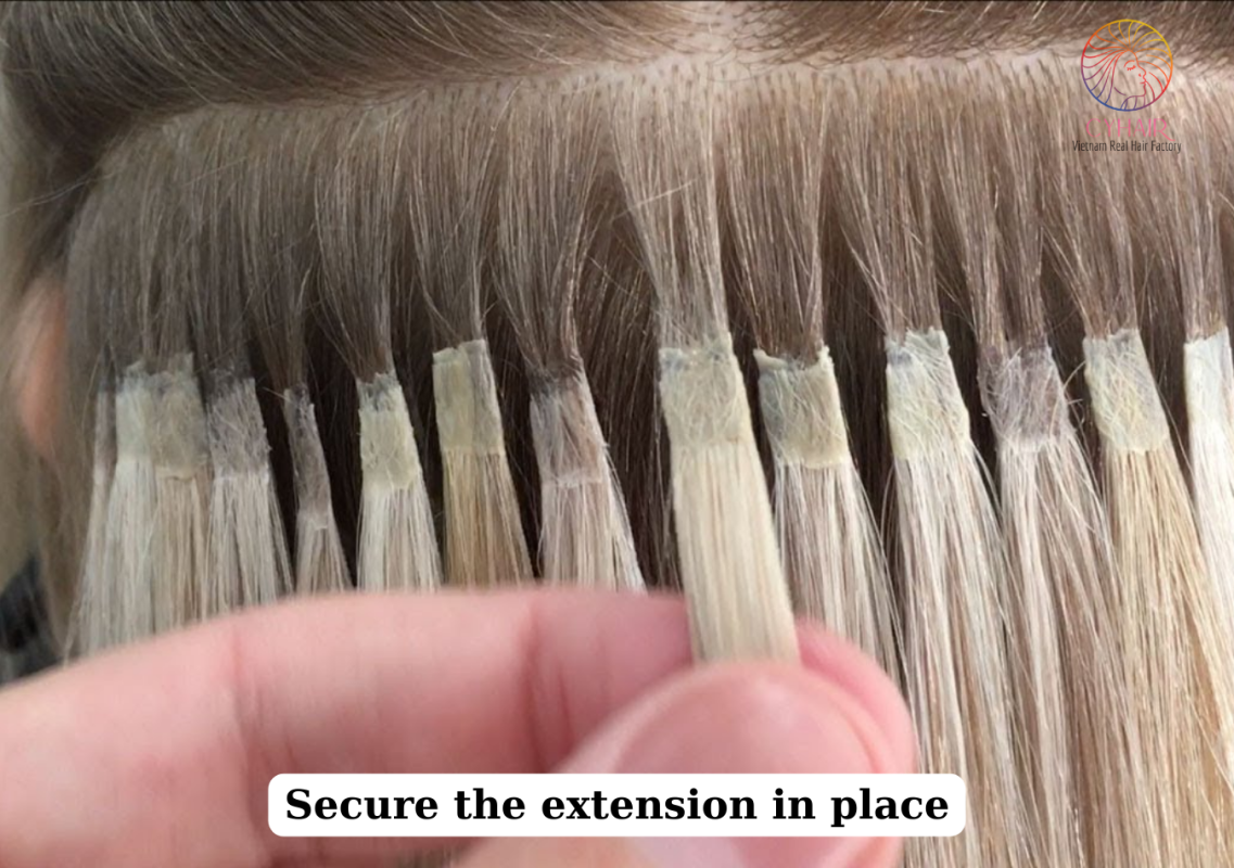 Apply flat tip fusion hair extensions